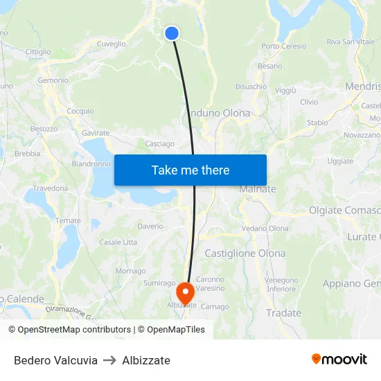 Bedero Valcuvia to Albizzate map