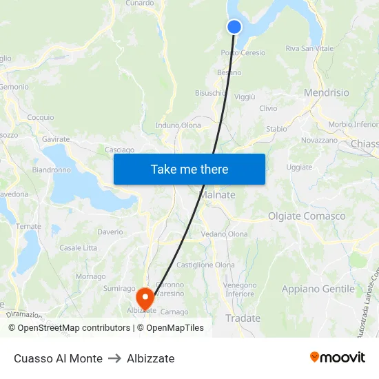 Cuasso Al Monte to Albizzate map