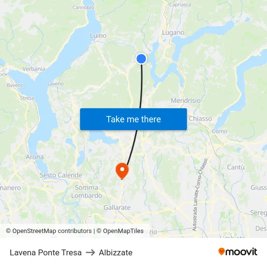 Lavena Ponte Tresa to Albizzate map