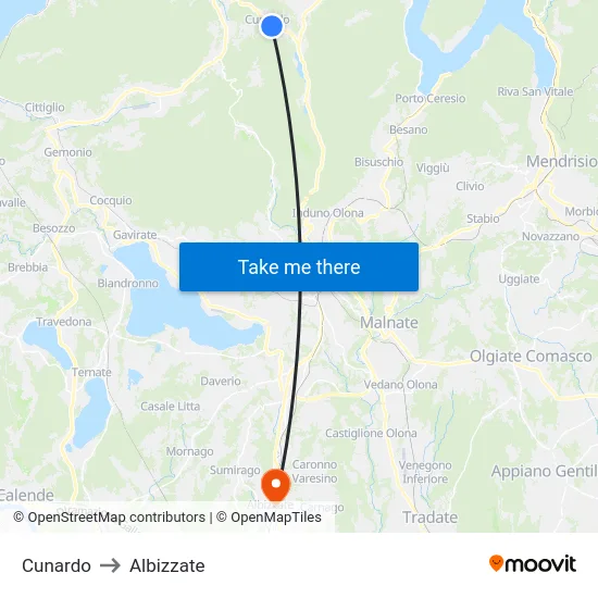 Cunardo to Albizzate map