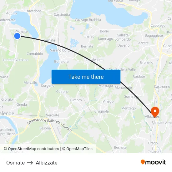 Osmate to Albizzate map