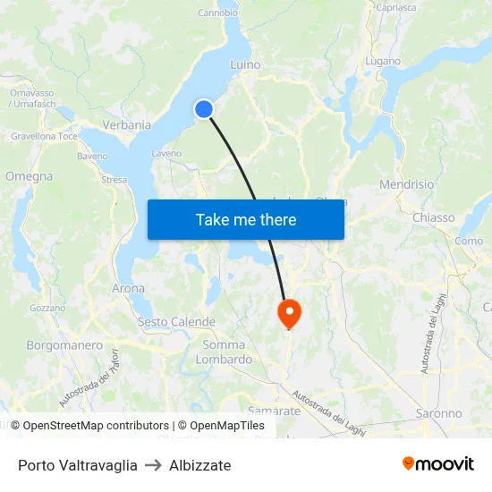 Porto Valtravaglia to Albizzate map