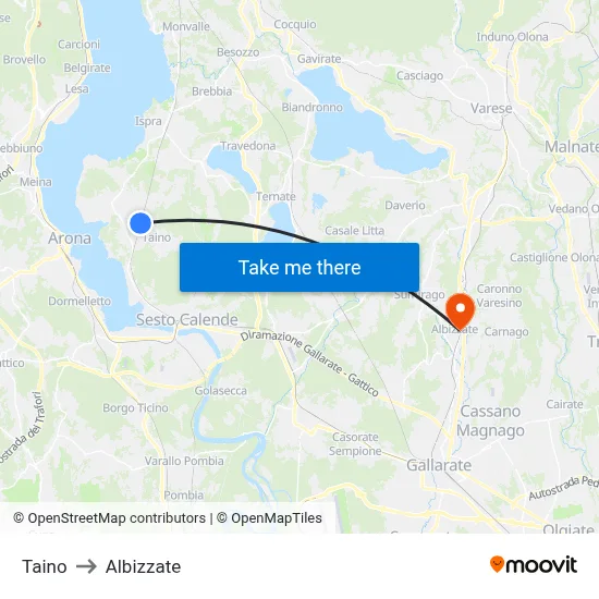 Taino to Albizzate map