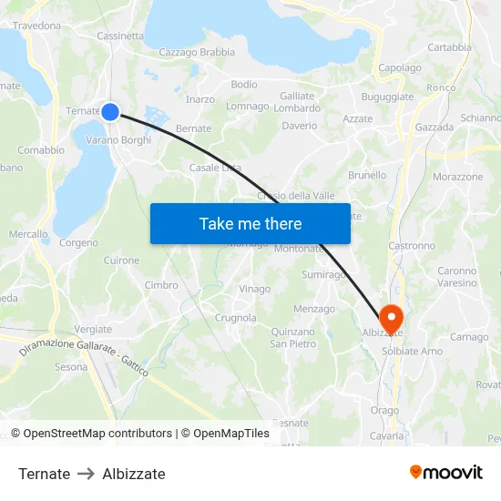Ternate to Albizzate map