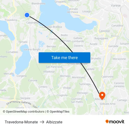 Travedona-Monate to Albizzate map