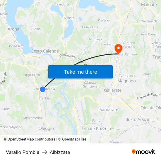Varallo Pombia to Albizzate map