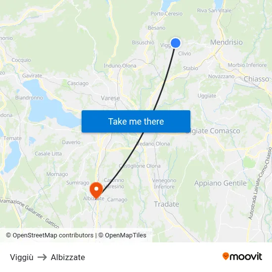 Viggiù to Albizzate map