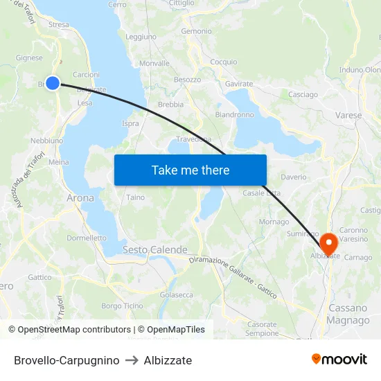Brovello-Carpugnino to Albizzate map