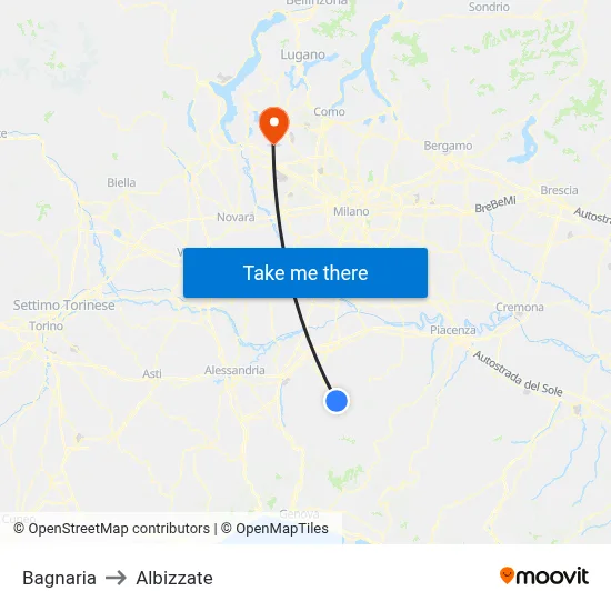 Bagnaria to Albizzate map