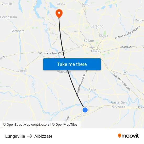 Lungavilla to Albizzate map