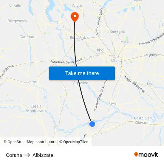 Corana to Albizzate map