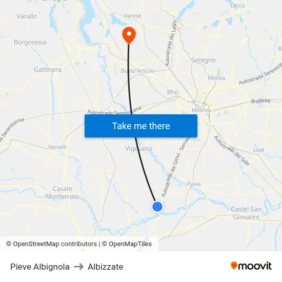 Pieve Albignola to Albizzate map
