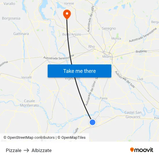 Pizzale to Albizzate map