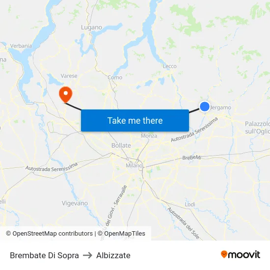 Brembate Di Sopra to Albizzate map