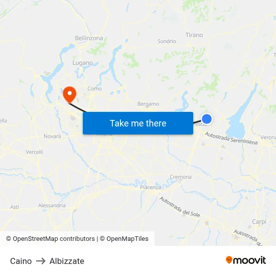 Caino to Albizzate map