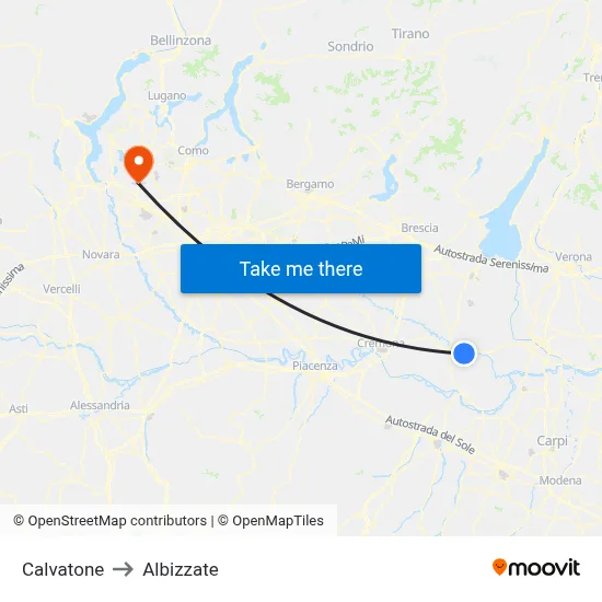 Calvatone to Albizzate map