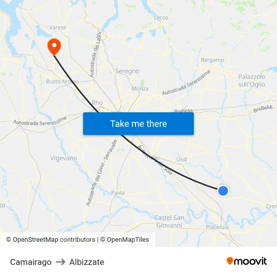 Camairago to Albizzate map