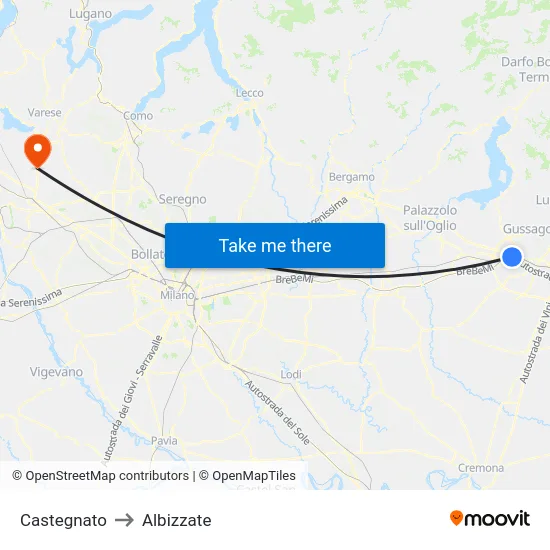 Castegnato to Albizzate map