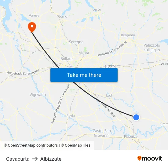 Cavacurta to Albizzate map