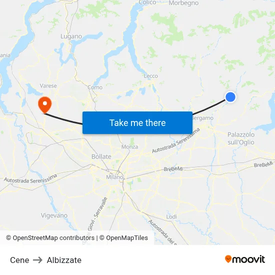 Cene to Albizzate map