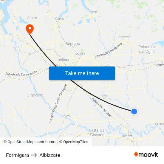 Formigara to Albizzate map