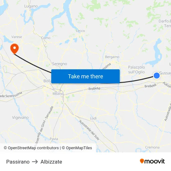Passirano to Albizzate map
