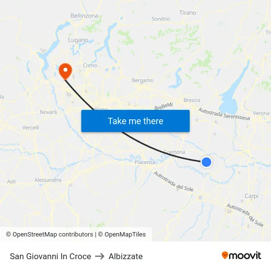 San Giovanni In Croce to Albizzate map
