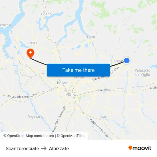 Scanzorosciate to Albizzate map