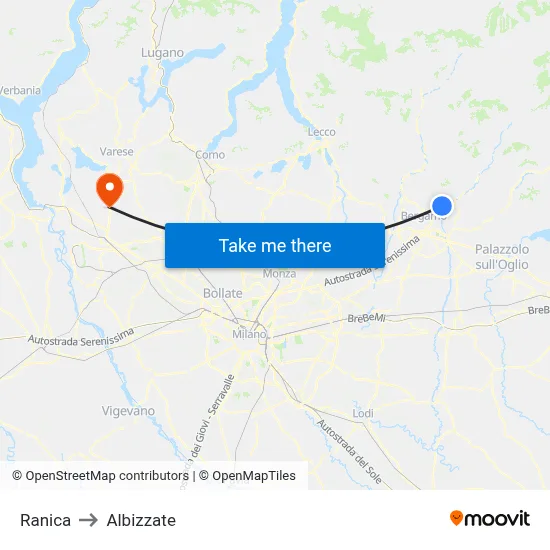 Ranica to Albizzate map