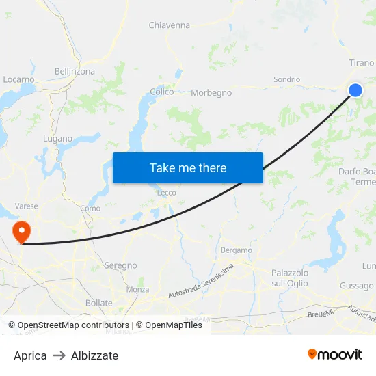 Aprica to Albizzate map