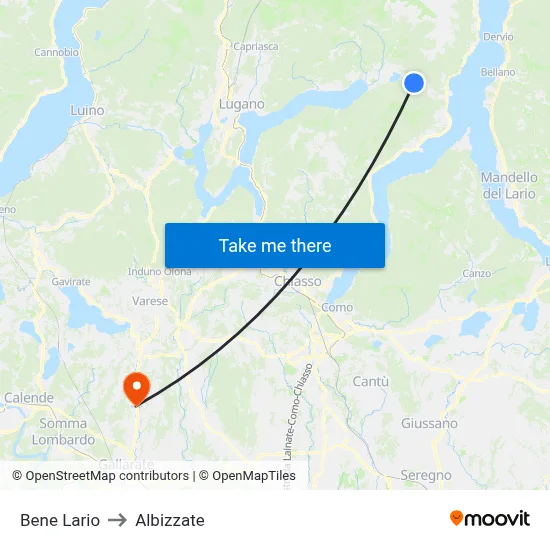 Bene Lario to Albizzate map