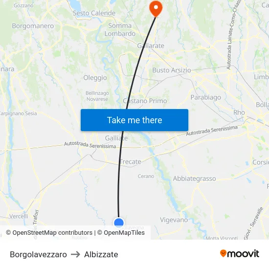Borgolavezzaro to Albizzate map