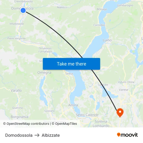 Domodossola to Albizzate map