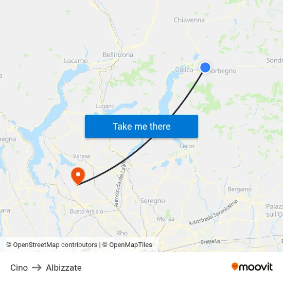 Cino to Albizzate map