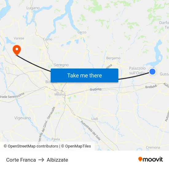 Corte Franca to Albizzate map