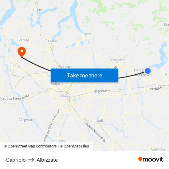 Capriolo to Albizzate map