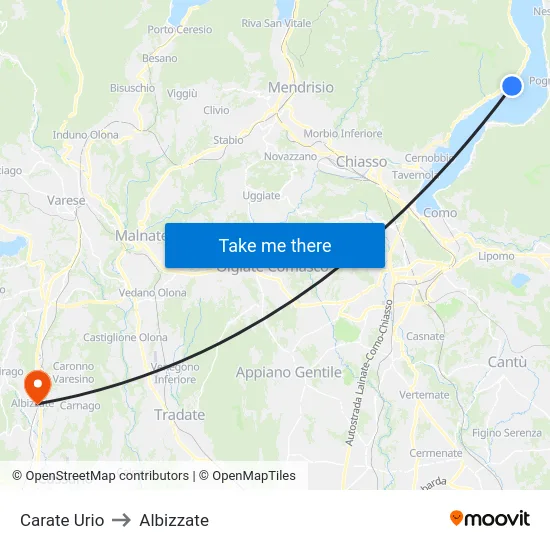Carate Urio to Albizzate map