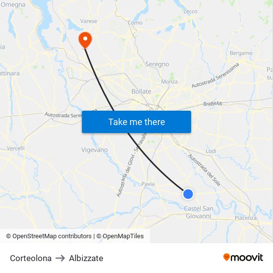 Corteolona to Albizzate map