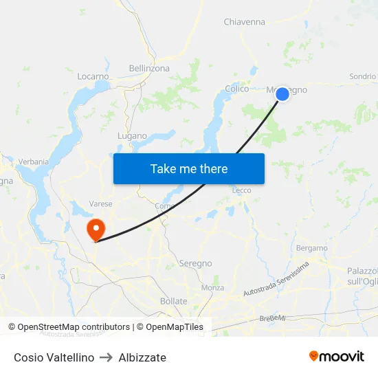 Cosio Valtellino to Albizzate map