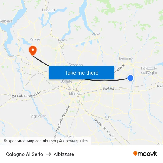 Cologno Al Serio to Albizzate map