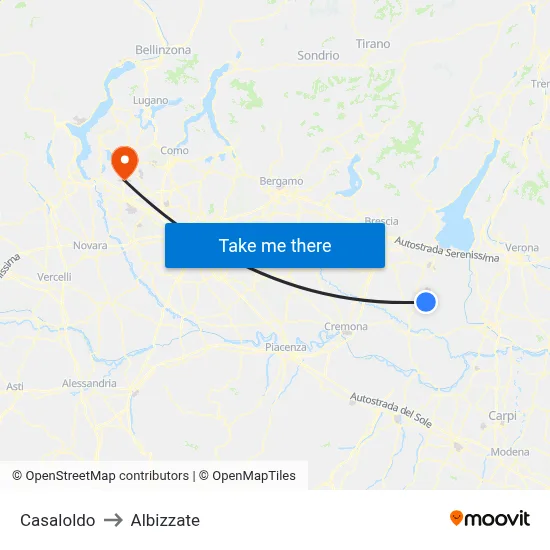 Casaloldo to Albizzate map