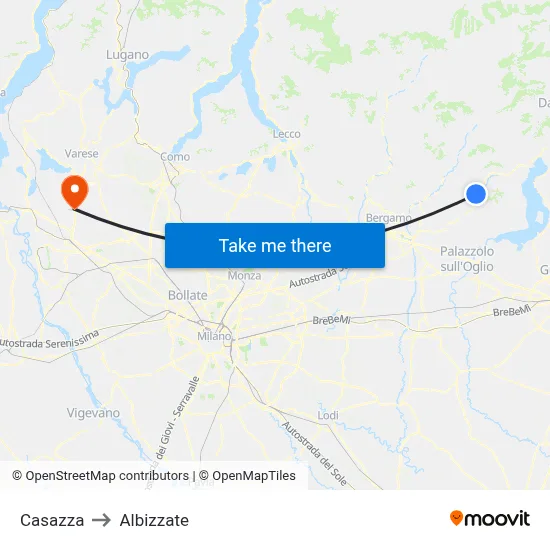 Casazza to Albizzate map