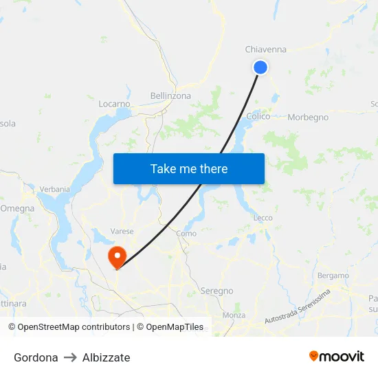 Gordona to Albizzate map