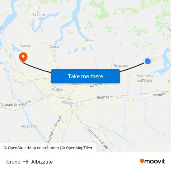Grone to Albizzate map