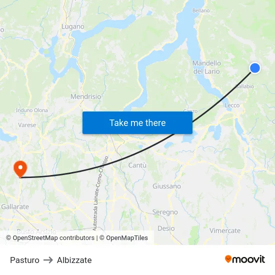Pasturo to Albizzate map