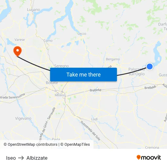 Iseo to Albizzate map