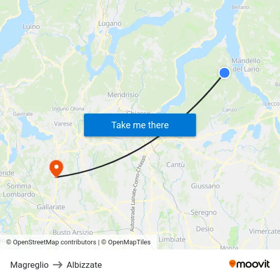 Magreglio to Albizzate map