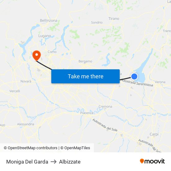 Moniga Del Garda to Albizzate map