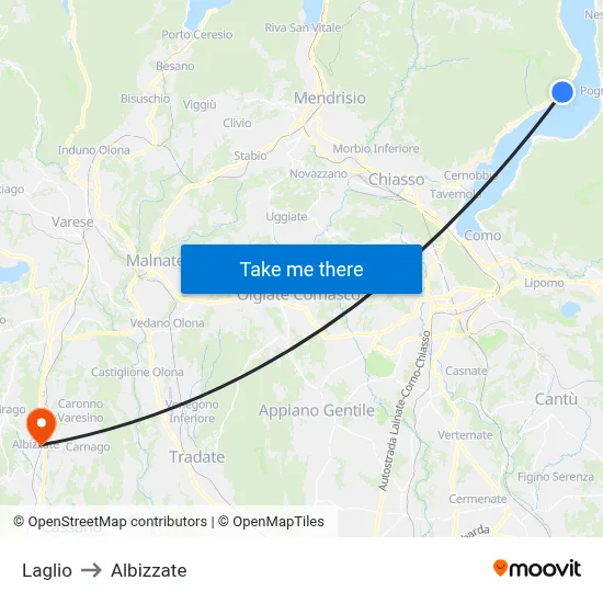 Laglio to Albizzate map