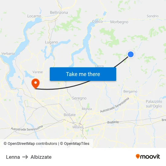 Lenna to Albizzate map